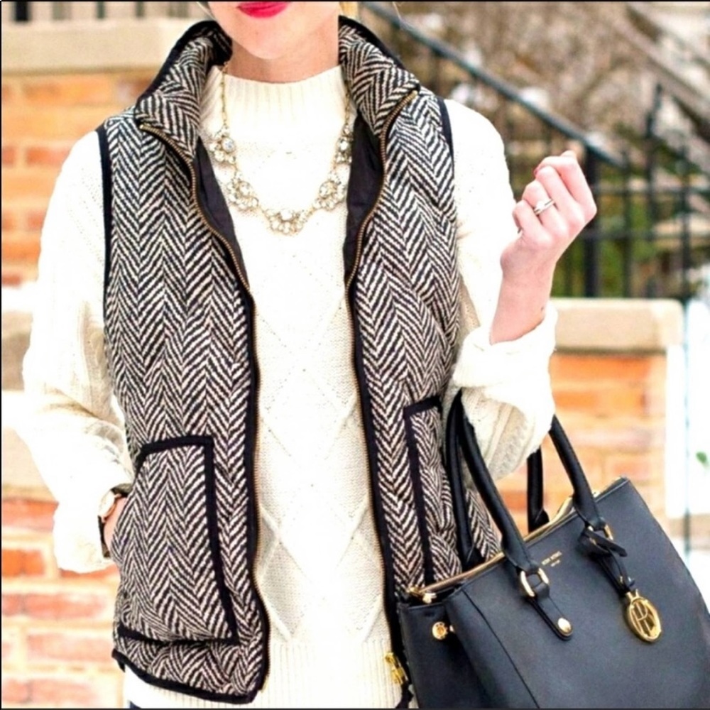 J Crew Herringbone Quilted Vest